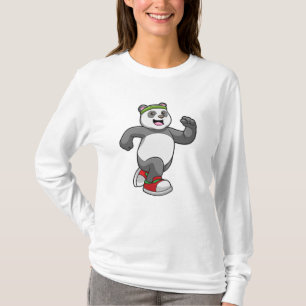 Panda beim Laufen mit Headband T-Shirt