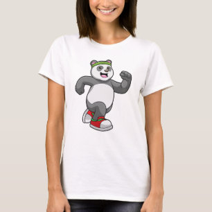 Panda beim Laufen mit Headband T-Shirt