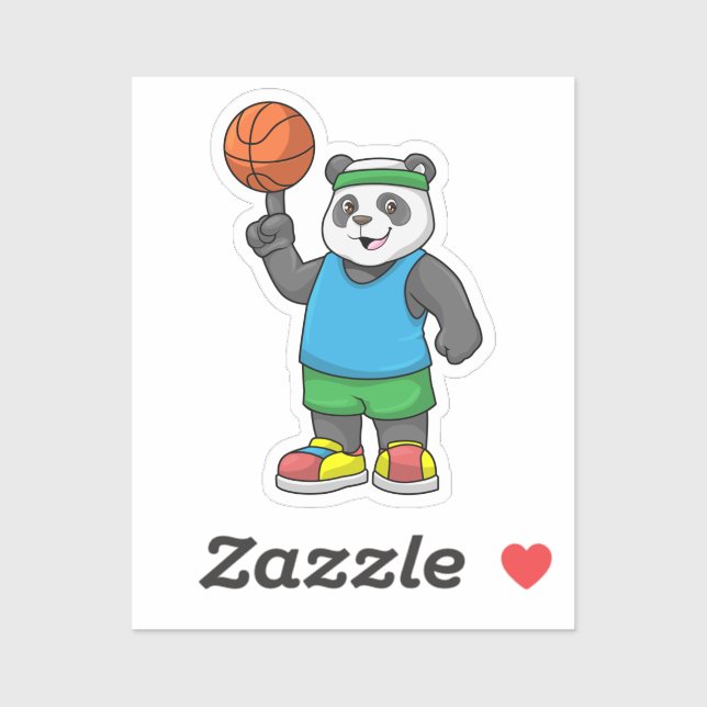 Panda beim Sport mit Basketball Aufkleber (Blatt)