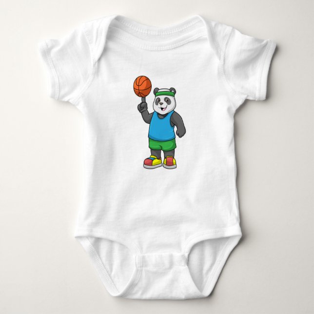 Panda beim Sport mit Basketball Baby Strampler (Vorderseite)