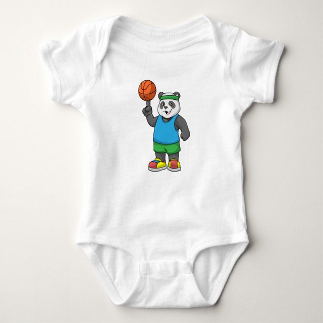 Panda beim Sport mit Basketball Baby Strampler (Vorderseite)