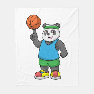 Panda beim Sport mit Basketball Fleecedecke