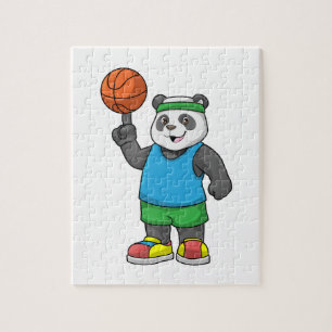 Panda beim Sport mit Basketball Puzzle