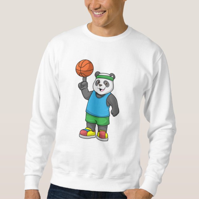 Panda beim Sport mit Basketball Sweatshirt (Vorderseite)