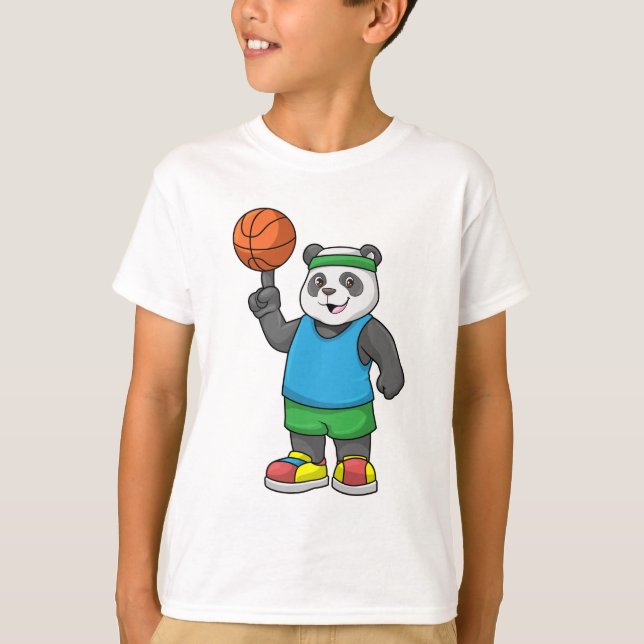 Panda beim Sport mit Basketball T-Shirt (Vorderseite)