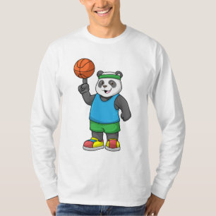 Panda beim Sport mit Basketball T-Shirt