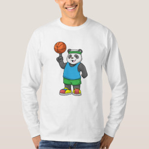 Panda beim Sport mit Basketball T-Shirt