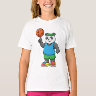 Panda beim Sport mit Basketball T-Shirt