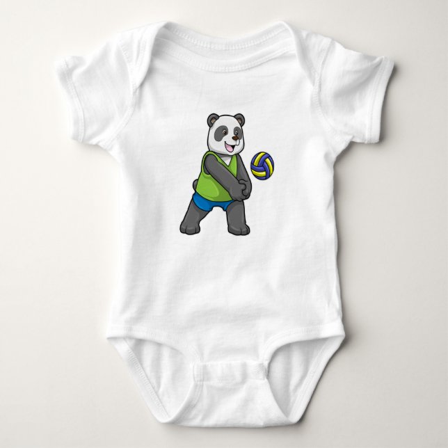 Panda beim Sport mit Volleyball Baby Strampler (Vorderseite)