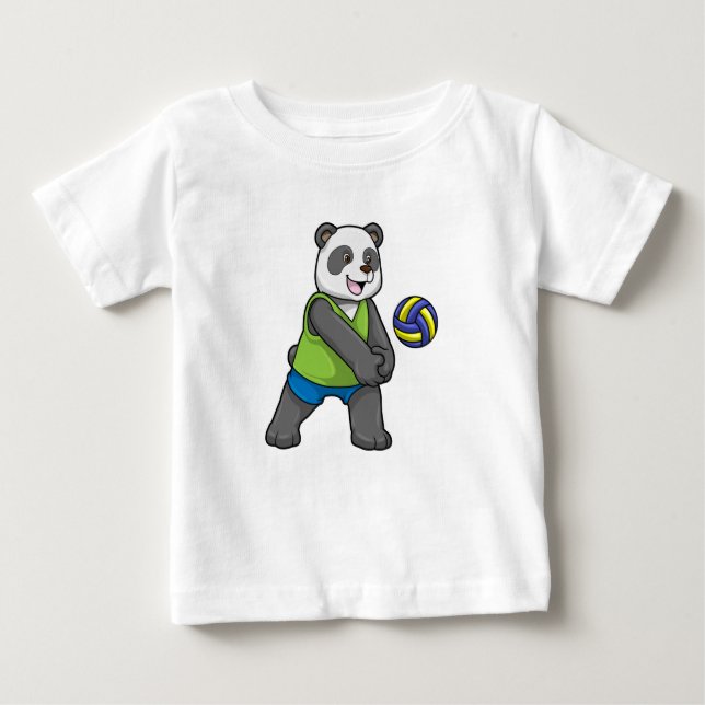 Panda beim Sport mit Volleyball Baby T-shirt (Vorderseite)