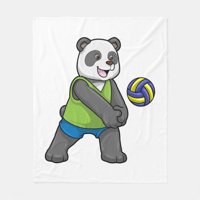 Panda beim Sport mit Volleyball Fleecedecke (Vorderseite)