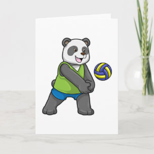 Panda beim Sport mit Volleyball Karte
