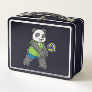 Panda beim Sport mit Volleyball Metall Brotdose