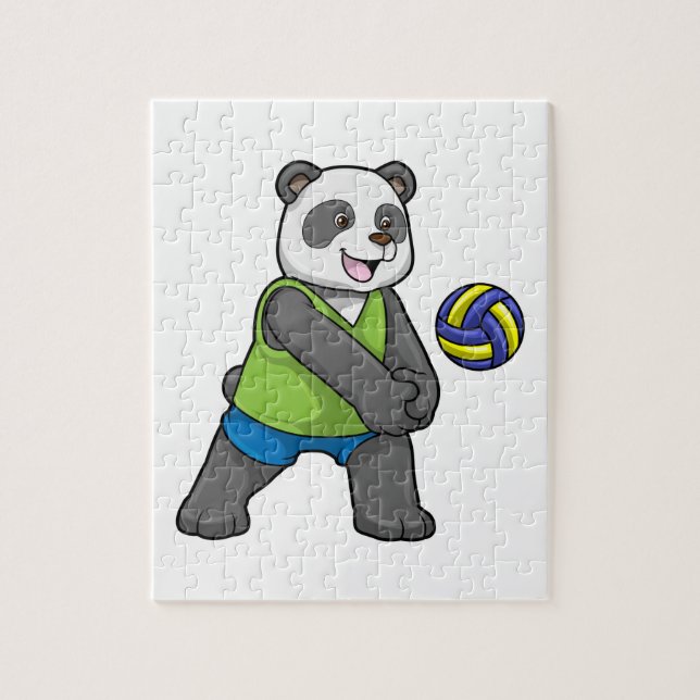 Panda beim Sport mit Volleyball Puzzle (Vertikal)