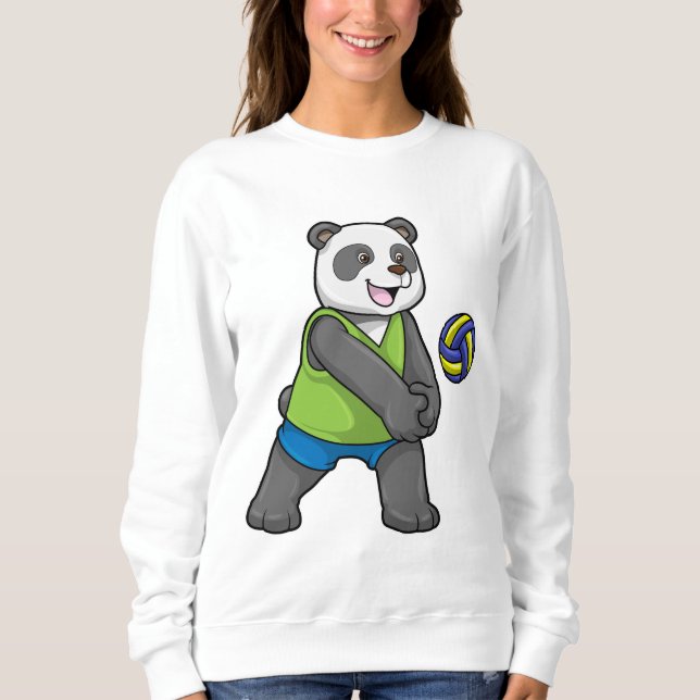 Panda beim Sport mit Volleyball Sweatshirt (Vorderseite)
