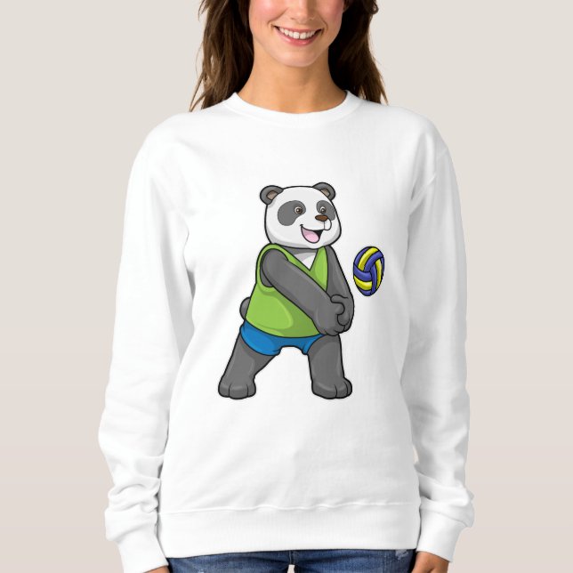 Panda beim Sport mit Volleyball Sweatshirt (Vorderseite)