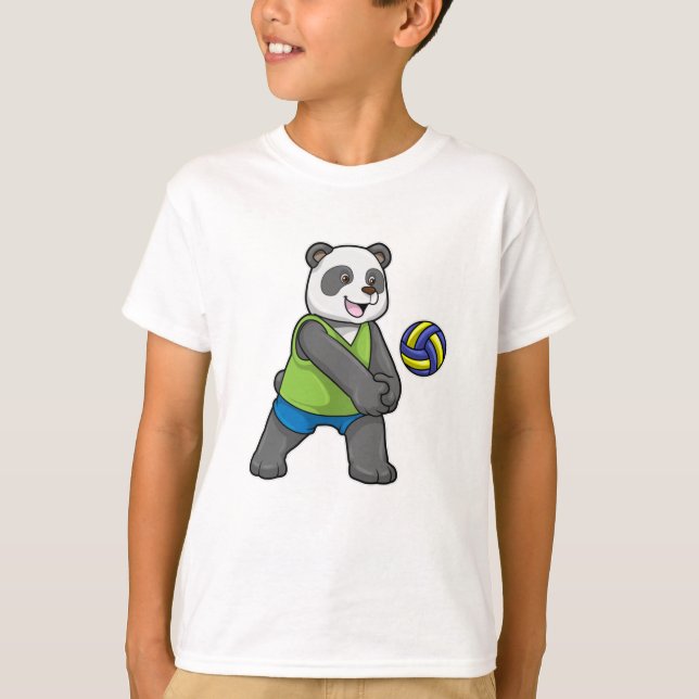 Panda beim Sport mit Volleyball T-Shirt (Vorderseite)