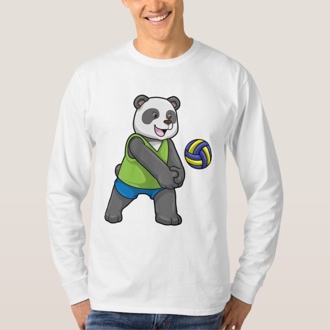 Panda beim Sport mit Volleyball T-Shirt (Vorderseite)