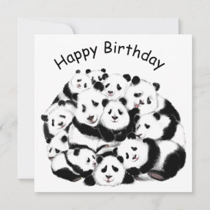 Panda Birthday Card Happy Family - Funny
