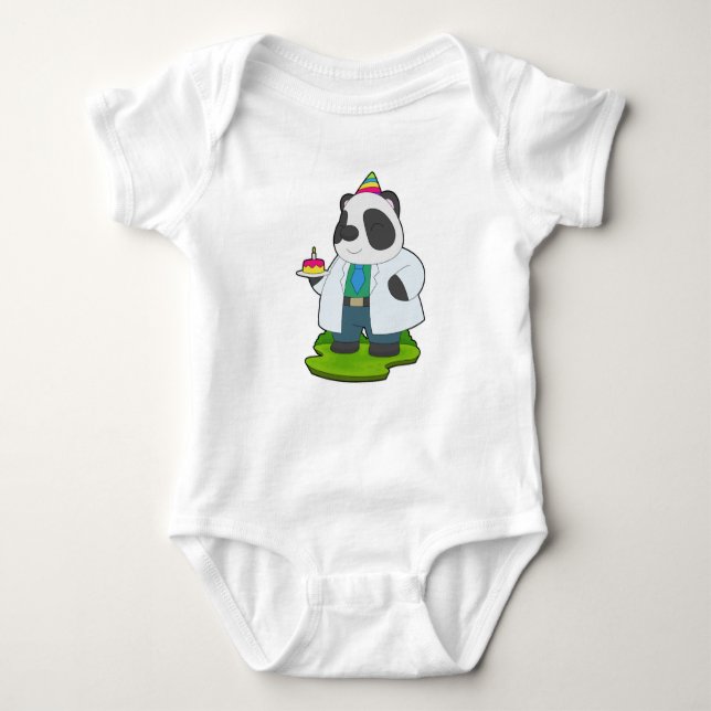 Panda Birthday Doctor Baby Strampler (Vorderseite)