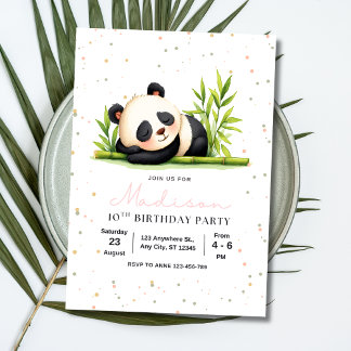 Panda Birthday Einladung, Panda Girls Geburtstag Einladung