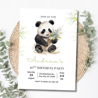 Panda Birthday Invite, Bamboo Panda Boys Birthday Einladung