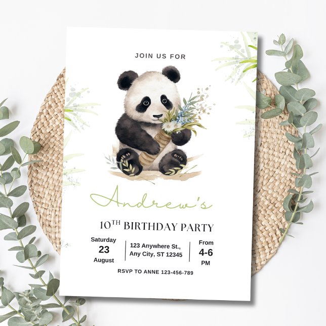 Panda Birthday Invite, Bamboo Panda Boys Birthday Einladung (Von Creator hochgeladen)