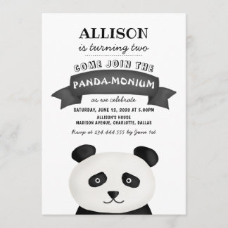 Panda Birthday Party Einladung