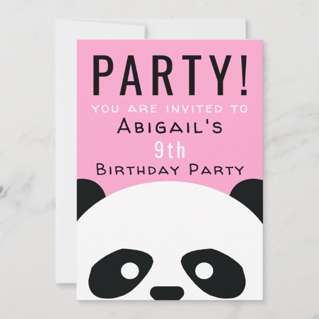Panda Birthday Party Pink Girls Kawaii Einladung (Vorderseite)
