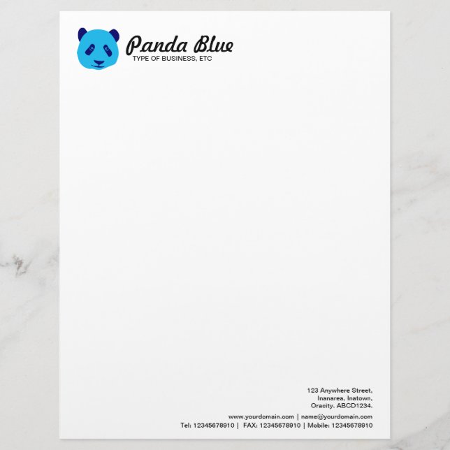 Panda - Blau Briefbogen (Vorderseite)