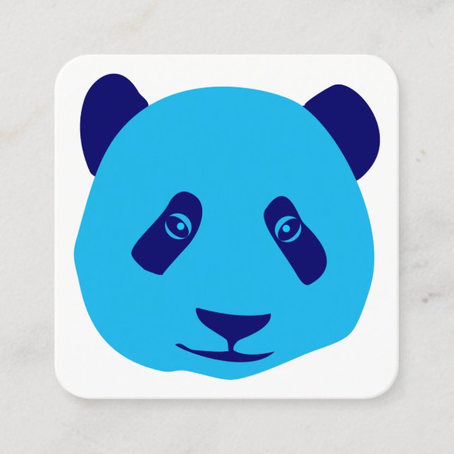 Panda - Blau Quadratische Visitenkarte (Vorderseite)