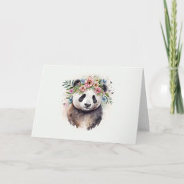Panda Blume Wasserfarbe Karte