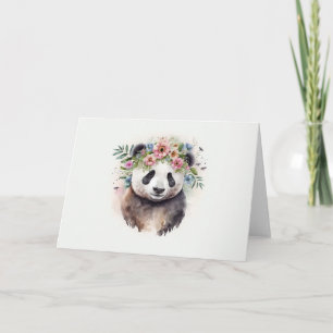 Panda Blume Wasserfarbe Karte
