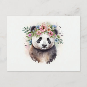 Panda Blume Wasserfarbe Postkarte