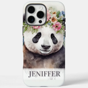 Panda Blumen Aquarell iPhone 16 Pro Max Hülle
