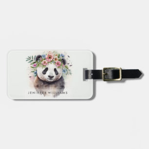 Panda Blumen Aquarell Gepäckanhänger
