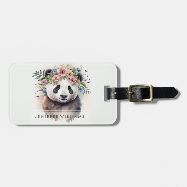 Panda Blumen Aquarell                           Gepäckanhänger (Vorderseite horizontal)