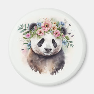 Panda Blumen Aquarell Magnet