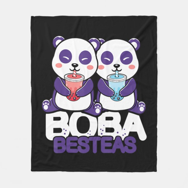 Panda Boba Bubble Tee Anime Kawaii Neko Girls Fleecedecke (Vorderseite)