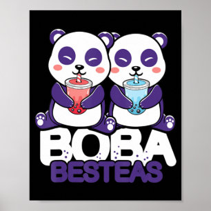 Panda Boba Bubble Tee Anime Kawaii Neko Girls Poster