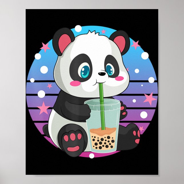 Panda Boba Tea Bubble Tea Anime Kawaii Neko Poster (Vorne)