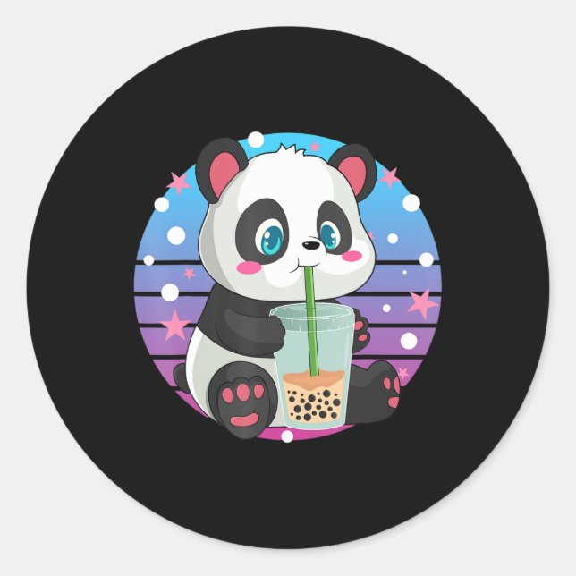 Panda Boba Tea Bubble Tea Anime Kawaii Neko Runder Aufkleber (Vorderseite)