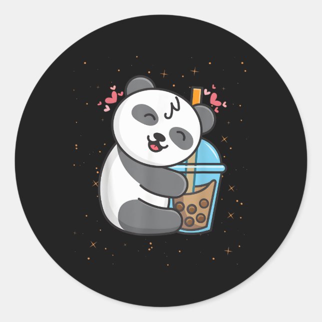 Panda Boba Tea Bubble Tea Kawaii Anime Japanisch Runder Aufkleber (Vorderseite)
