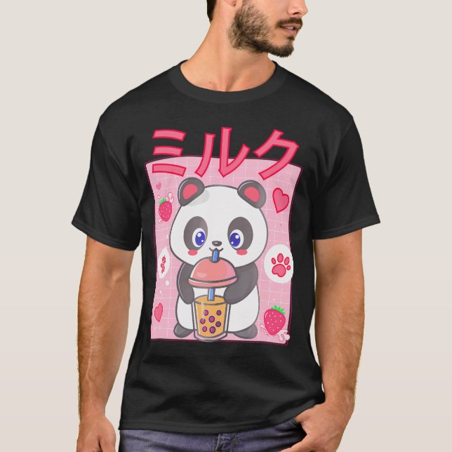 Panda Boba Tea Bubble Tee Anime Kawaii Strawberry (Vorderseite)