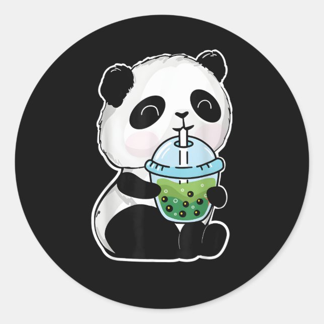 Panda Boba Tea Panda und Bubble Tee Runder Aufkleber (Vorderseite)