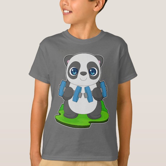 Panda Bodybuilder Dumbell-Bodybuilding T-Shirt (Vorderseite)