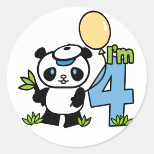 Panda Boy 4. Geburtstag Runder Aufkleber