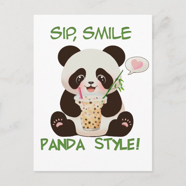 Panda Bubble Tee Postkarte (Vorderseite)