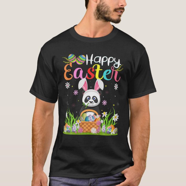 Panda Bunny Egg Junting Funny Panda Happy Oaster T-Shirt (Vorderseite)