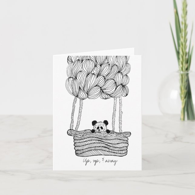 Panda Card hoch, hoch und weg Dankeskarte (Vorderseite)